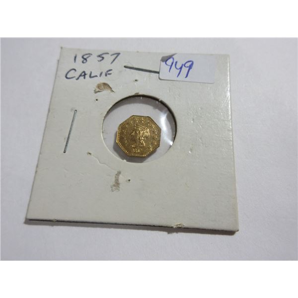 California. 1857 Half Dollar Gold. This is not a real coin but a fantasy.