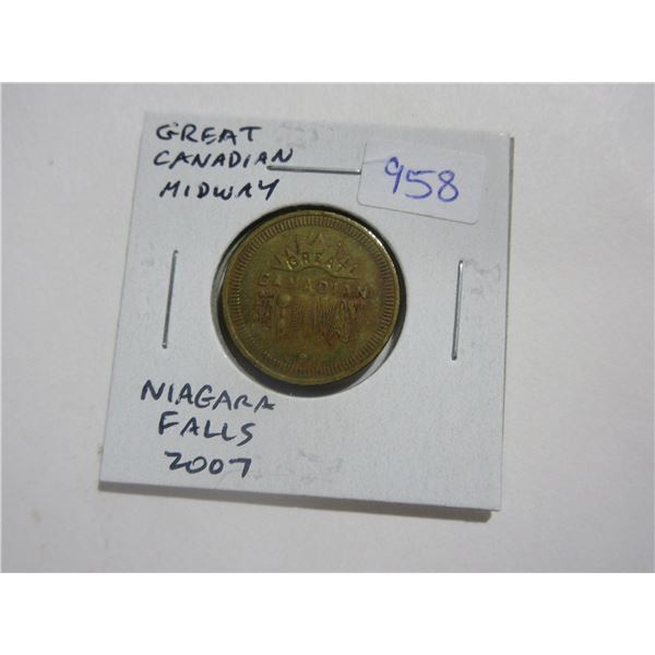 Great Canadian Midway medal from Niagara Falls in 2007. EF.