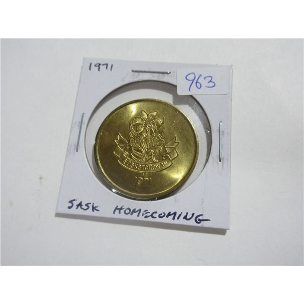 1971 Saskatchewan Homecoming Medal. Uncirculated.