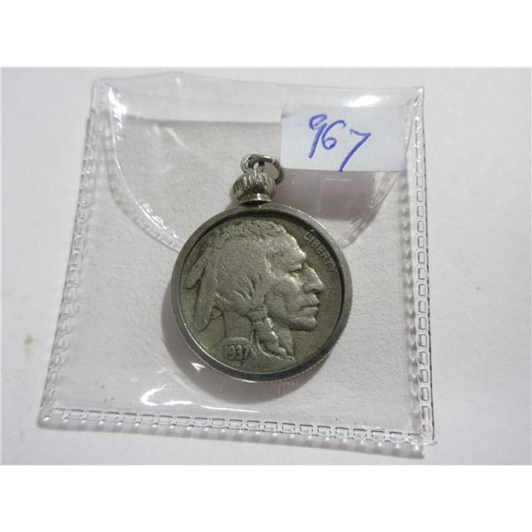 U.S. 1937 Buffalo Nickel in a bezel.