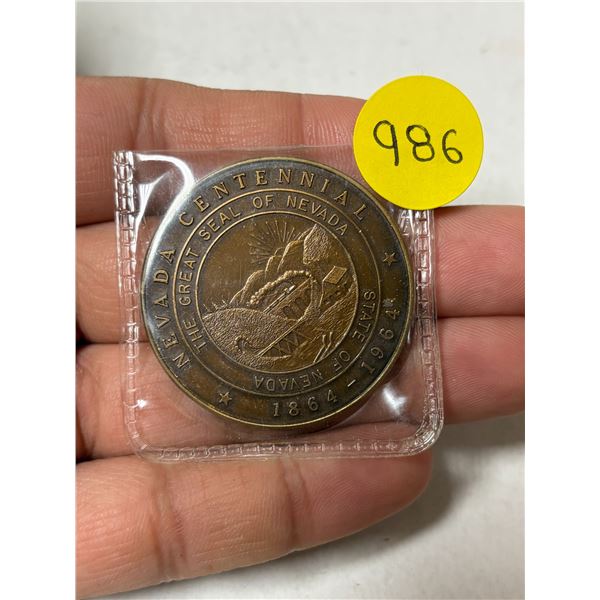 1864 – 1964 State of Nevada Centennial Medal. BU.