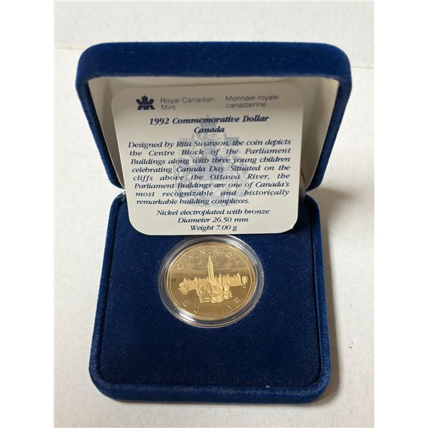 1867 – 1992 Proof Loonie Dollar. Commemorates the 125th Anniversary of Confederation. Proof