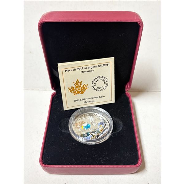 2016 Venetian Glass Angel $20. 99.99% pure Silver. Proof with Murano Glass. Housed in its original b