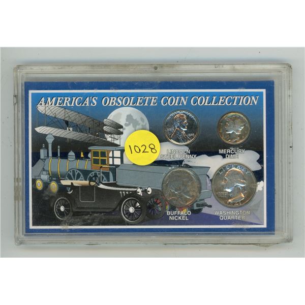 America’s Obsolete Coin Collection. Includes Lincoln Steel Cent, Silver Mercury Dimes, Buff