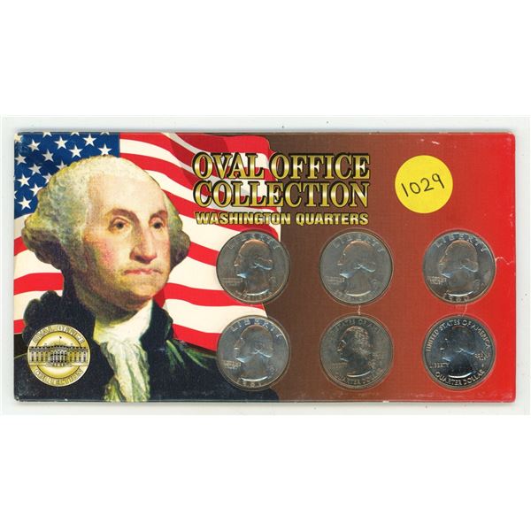 Oval Office Collection. 6 different U.S. George Washington Quarters.