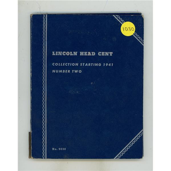 Lincoln Head Cent Collection 1941 – 1977D. Housed in a blue Whitman folder.