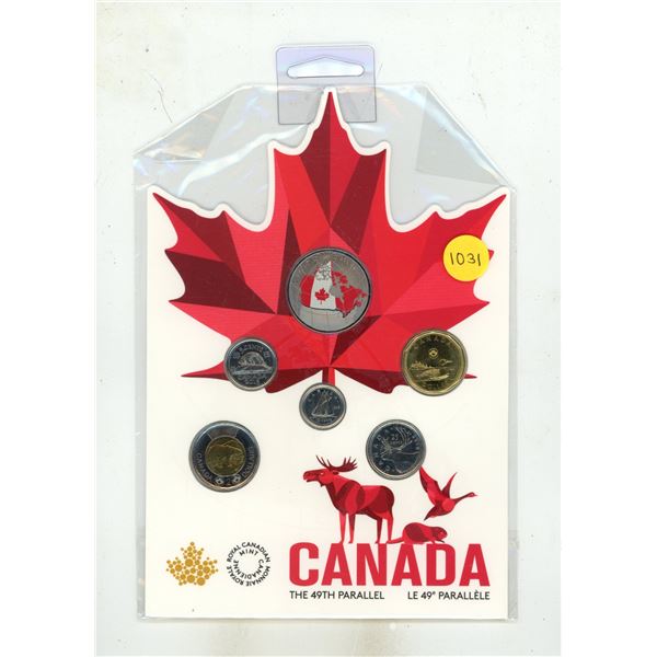 2018 The 49th Parallel Set. Includes large Red Colourized 25 Cents only available in this set. House