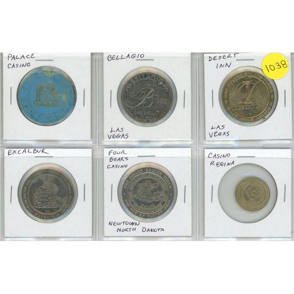 Set of 6 Casino Tokens.