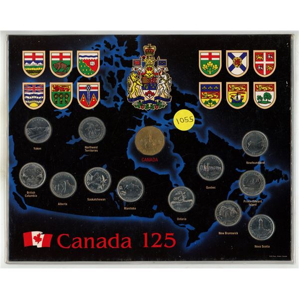 1867 – 1992 Canada 125 Set. 12 different 25 Cents, one for each province and territory plus