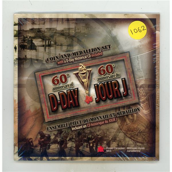 2004 60th Anniversary of D-Day Coin and Medallion Set with D-Day CD. The Special Nickel is Sterling 