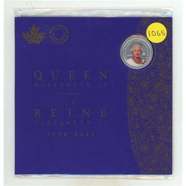 1952 – 2022 Queen Elizabeth Colourized $5. 99.99% pure Silver. Housed in its original unope