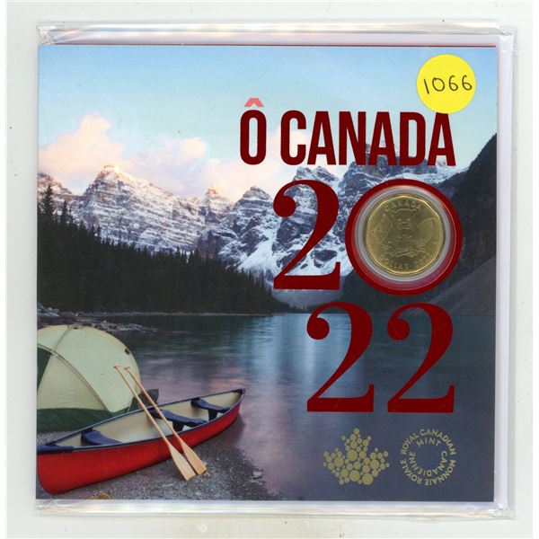 2022 O Canada Set. 5-coin set with special Beaver with Flag Loonie only available in this set. House