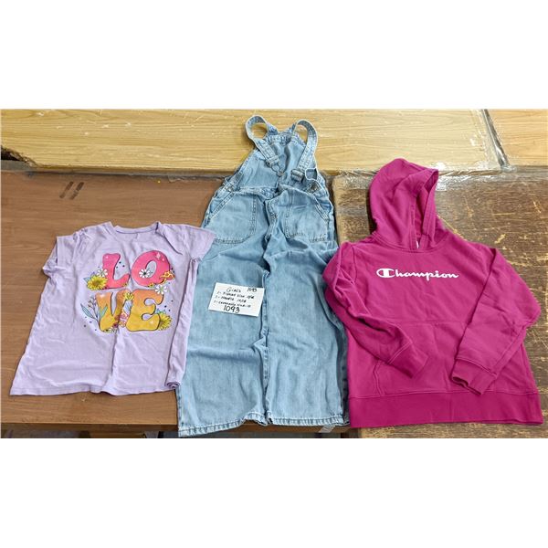 1T-shirt, 1 Hoodie and 1 coverall (sizes range 10-12)