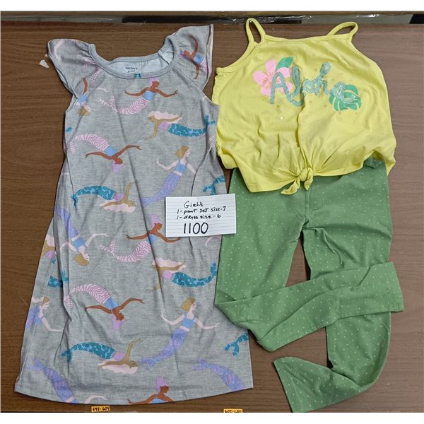 1 pants set size 7 and 1 dress size 6