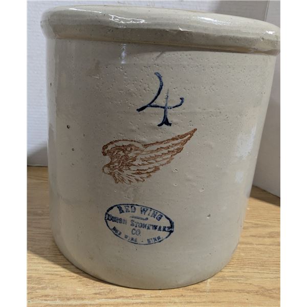4 Gallon Redwing Crock **Has Crack