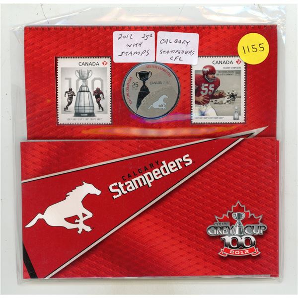 2012 Calgary Stampeders Grey Cup Championship 25cent Coin & Stamp Set