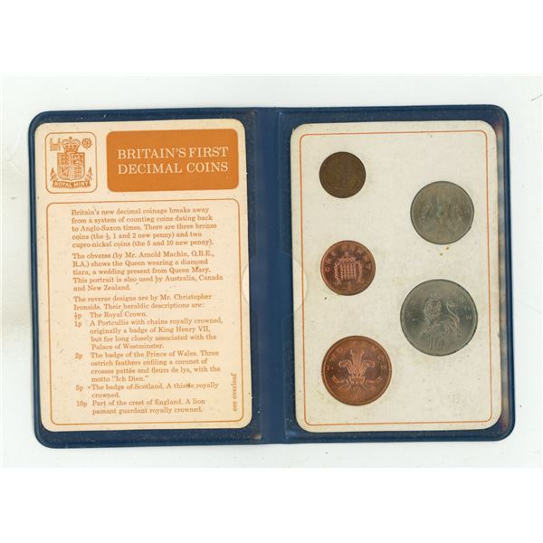 1971 Britain's First Decimal Coins Presentation Folder (Mixed Dates)
