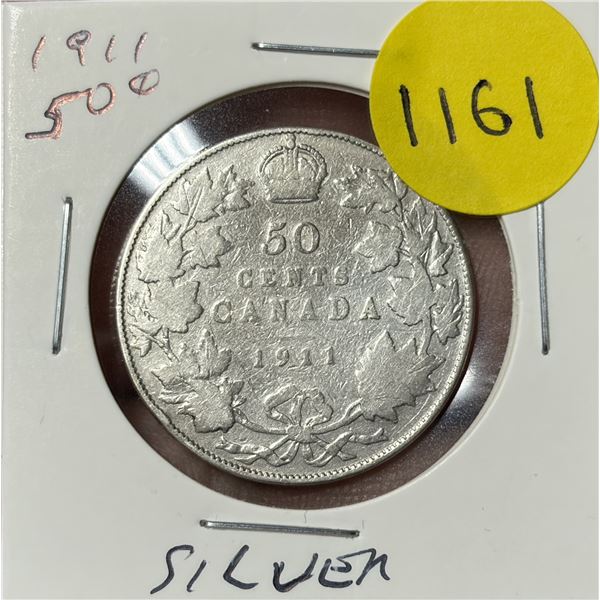 1911 Canada Silver Fifty Cent Coin