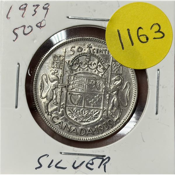 1939 Canada Silver Fifty Cent Coin