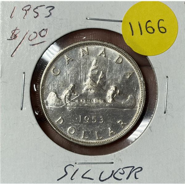 1953 Canada Silver One Dollar Coin