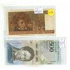Image 1 : (2) Foreign Bank Notes – France Ten Francs, Venezuela 500 Bolivares