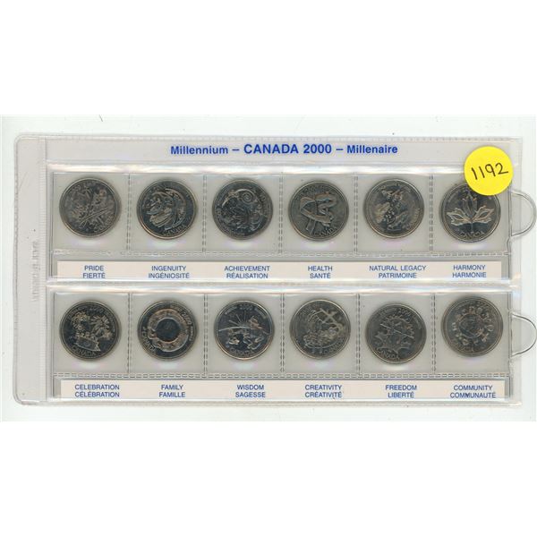 2000 Canada Millennium 25 cent Coin Set