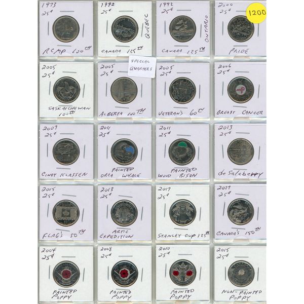 (20) Special Canada Quarters – Mixed Dates from 1973-2015