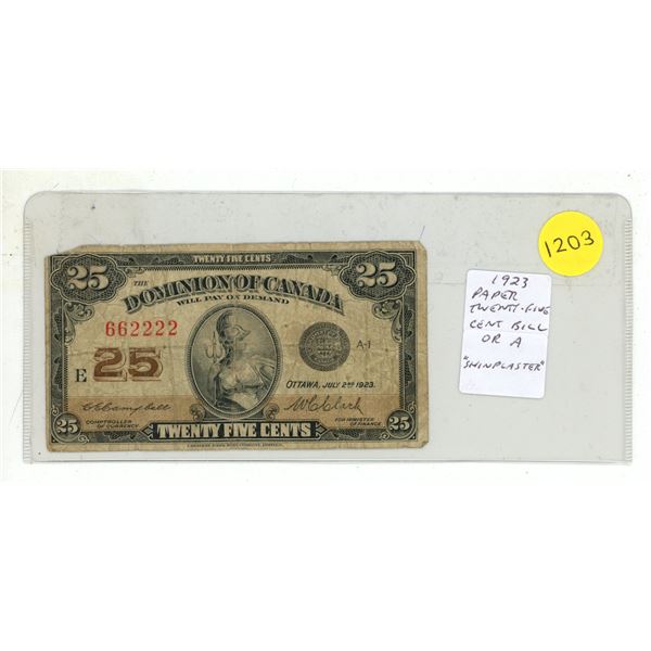 1923 Canada Shinplaster