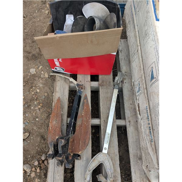 Boat propellers and anchor
