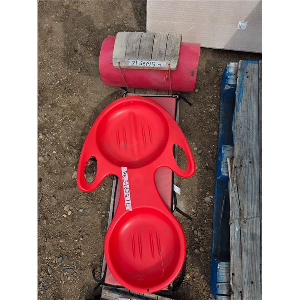 Small tobogan- 3.5ft and plastic sled