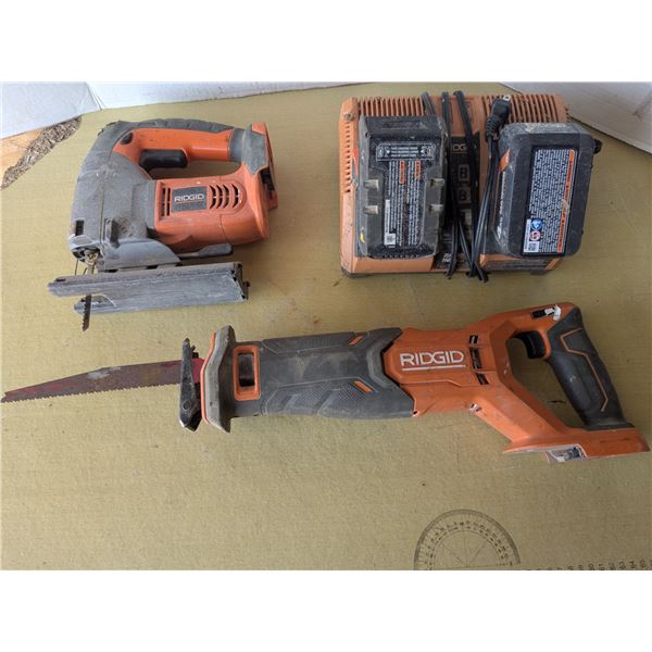 Rigid cordless sawsall and jigsaw, with batterys and charger, tested-works
