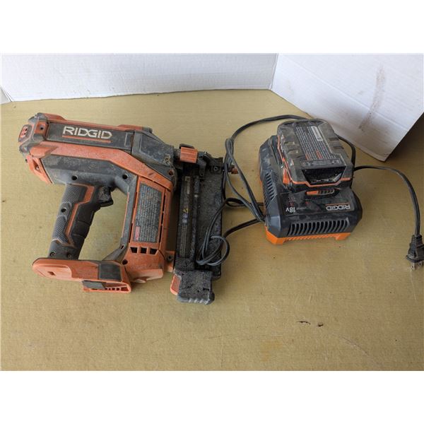 Rigid cordless bradnailer with battery and charger, tested-works