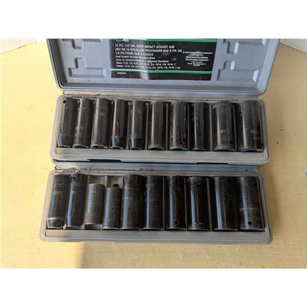 2 mixed deep socket sets