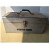 Image 1 : Vintage metal toolbox with assorted tools