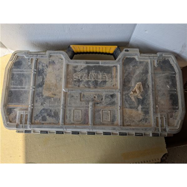 Stanley tool/hardware tray with assorted tools and hardware