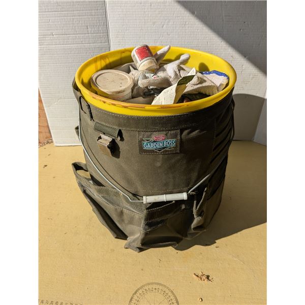 Tool bucket with plumbing hardware
