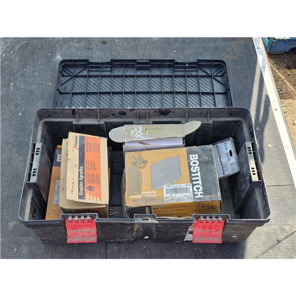 Tool box full of staples and nails