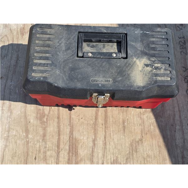 Stack on tool box with contents