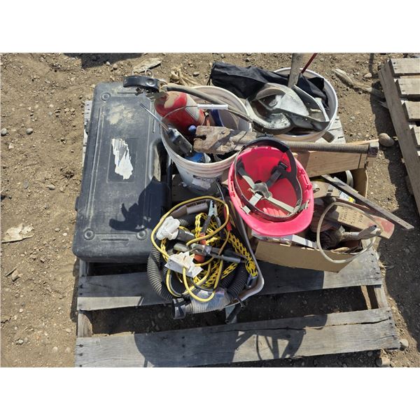 Pallet of hardware and empty tool case