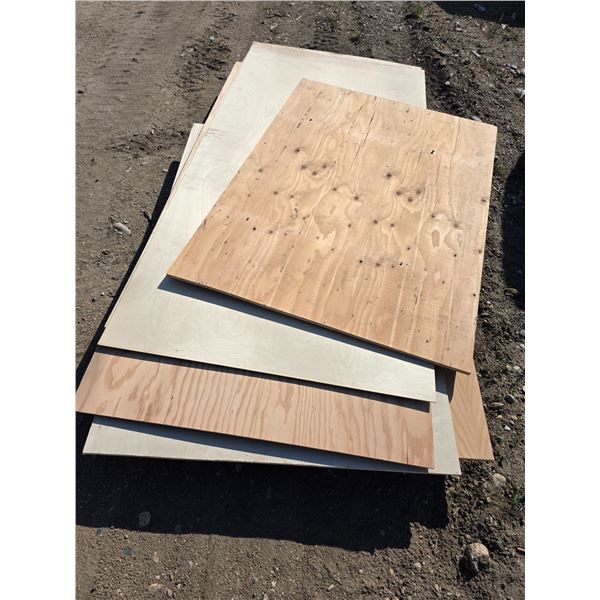 Pallet of varing plywood boards- most are 4ft by 7ft
