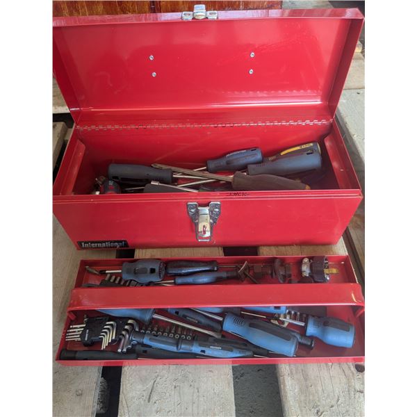 16" tool box, with assorted screwdrivers etc.