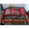 Image 1 : Vintage metal 19" toolbox with chisels, punches, etc