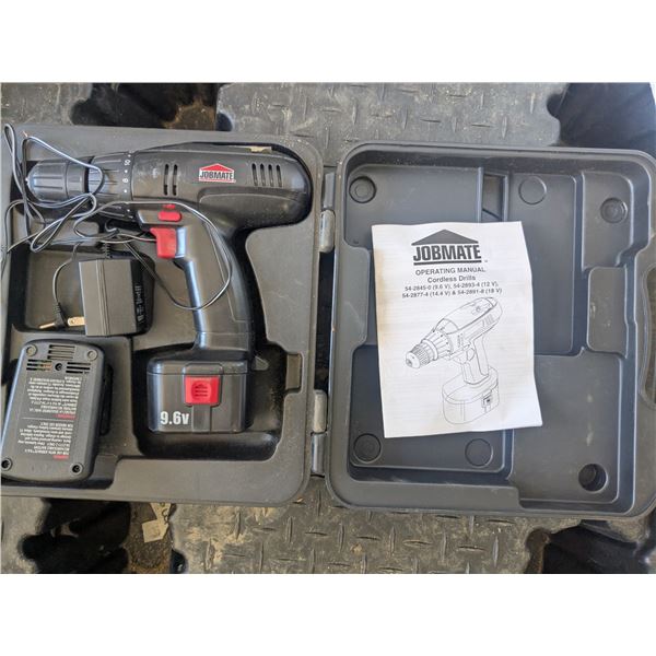 Jobmate 9.6v cordless drill with plastic case