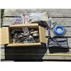 Image 1 : Box of Misc. Tools inc. Large Drill Bits, Sockets, Gloves etc.