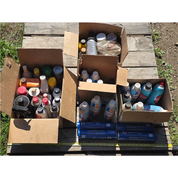 Lot of Shop Supplies – Brake Cleaner, Oil, Grease Tubes, etc.