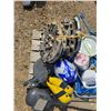 Image 4 : pallet of misc items- hub caps, helmets