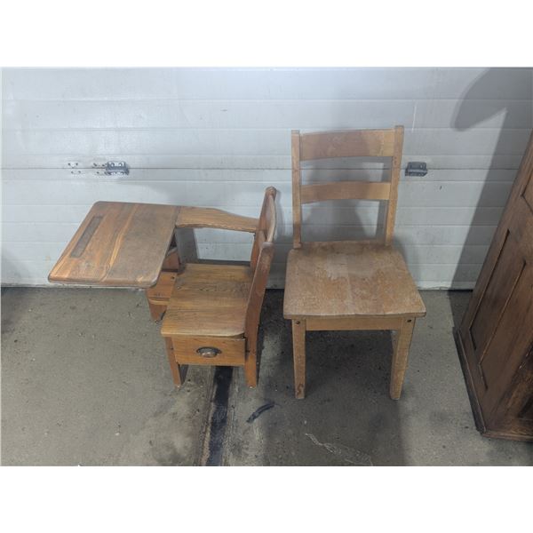 Vintage Wooden Chair and Children’s Desk