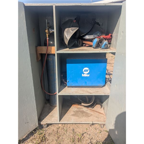 Welder Cabinet w/ Miller Mig Welder – 38”x21”x57”
