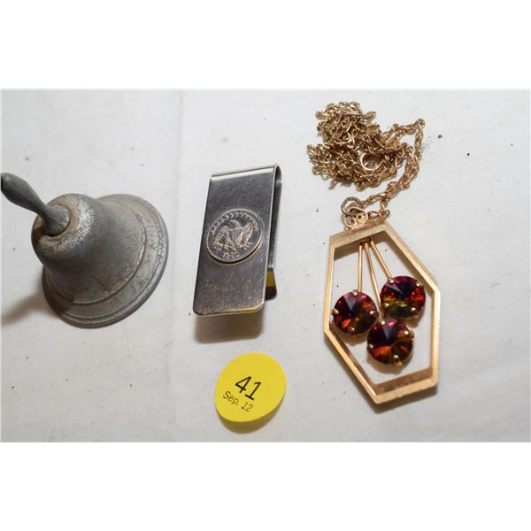 Money Clip, “Bruce” Bell, Necklace w/ Pendant