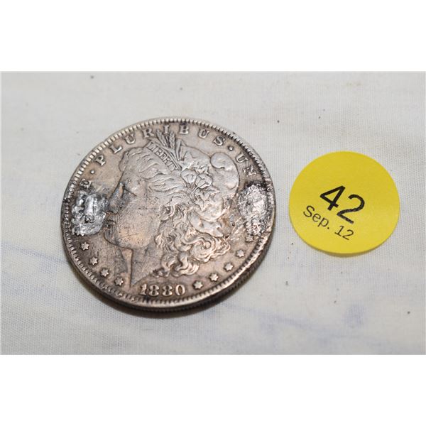 1880 USA Silver Dollar Love Token